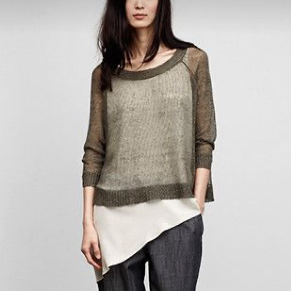 Soft Green Eileen Fisher Sheer Sweater - Medium